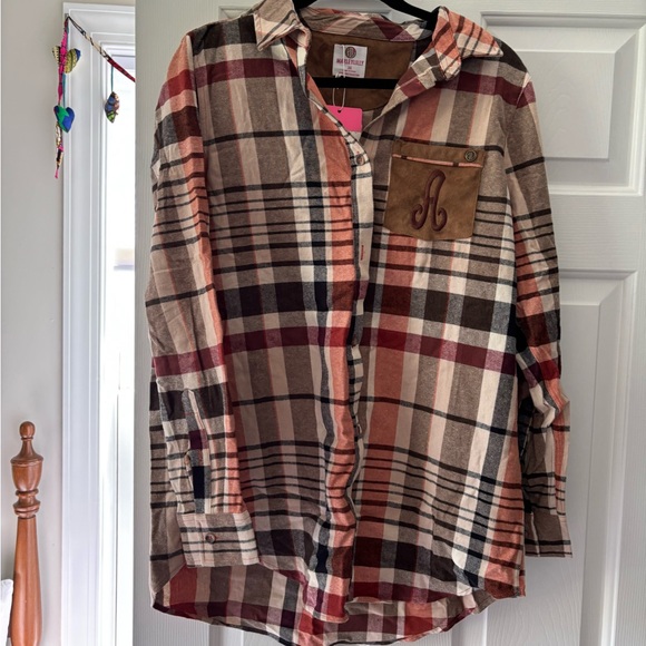 Plaid Button Down Shirt with Embroidered Pocket - Picture 1 of 3